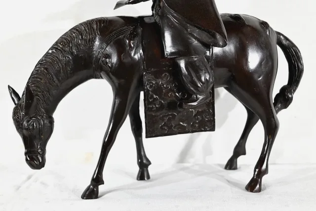 Ensemble en Bronze « Le Cavalier », Chine - Fin XIXe