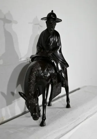 Ensemble en Bronze « Le Cavalier », Chine - Fin XIXe