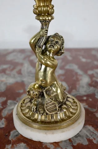 Paire de Bougeoirs en Bronze doré, époque Napoléon III – Milieu XIXe