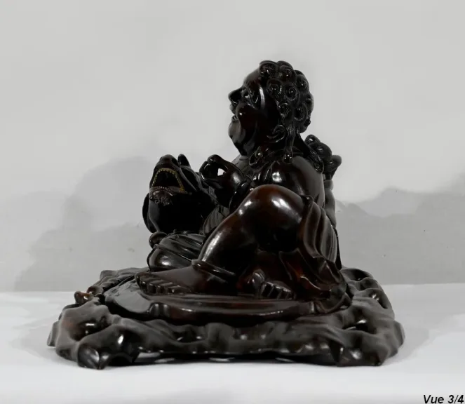 Ensemble Bouddha et son plateau en Palissandre, Chine – Fin XIXe