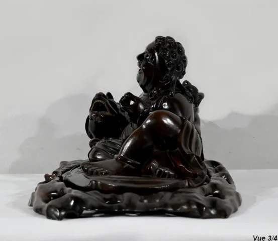 Ensemble Bouddha et son plateau en Palissandre, Chine – Fin XIXe