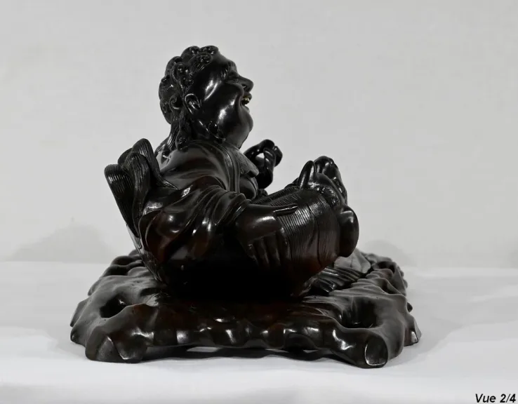Ensemble Bouddha et son plateau en Palissandre, Chine – Fin XIXe