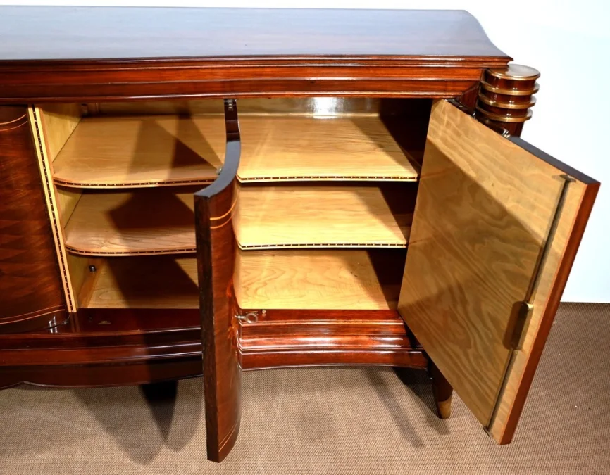 Enfilade 5 portes en Palissandre de Rio, attribuée à J.Leleu, Art Deco – 1940