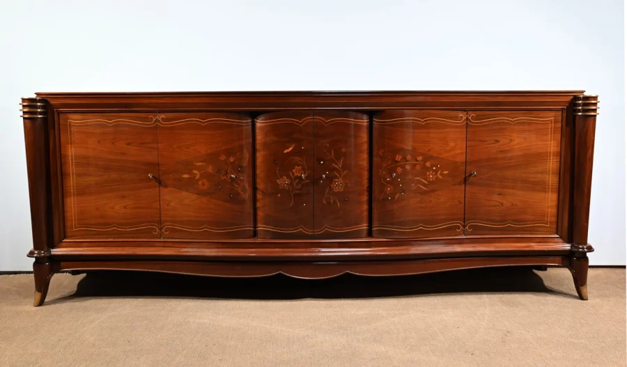 Enfilade 5 portes en Palissandre de Rio, attribuée à J.Leleu, Art Deco – 1940