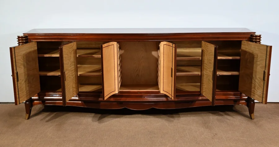 Enfilade 5 portes en Palissandre de Rio, attribuée à J.Leleu, Art Deco – 1940