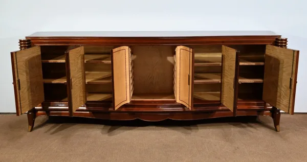 Enfilade 5 portes en Palissandre de Rio, attribuée à J.Leleu, Art Deco – 1940