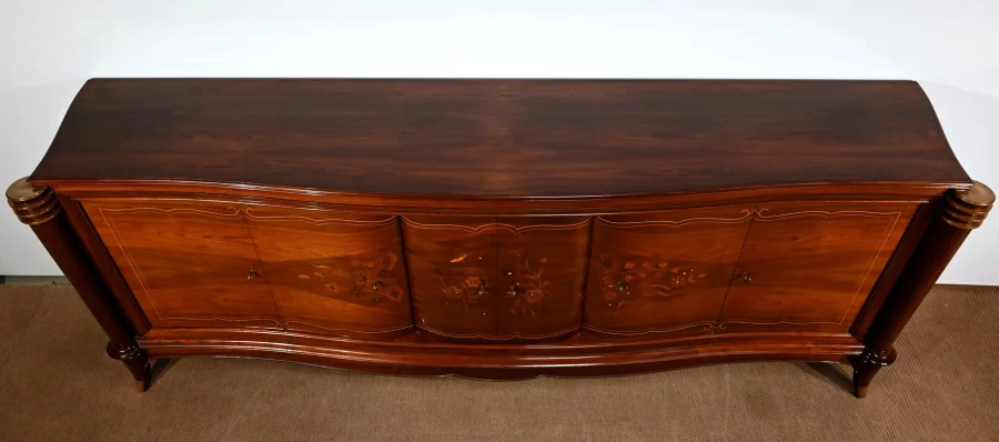 Enfilade 5 portes en Palissandre de Rio, attribuée à J.Leleu, Art Deco – 1940