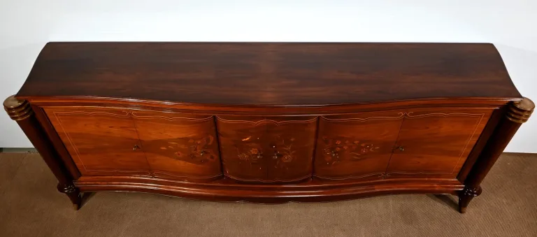 Enfilade 5 portes en Palissandre de Rio, attribuée à J.Leleu, Art Deco – 1940