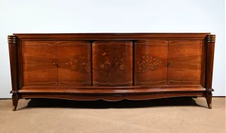 Enfilade 5 portes en Palissandre de Rio, attribuée à J.Leleu, Art Deco – 1940