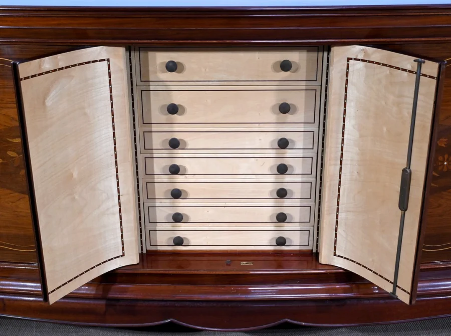 Enfilade 5 portes en Palissandre de Rio, attribuée à J.Leleu, Art Deco – 1940
