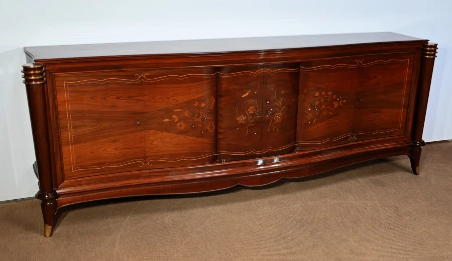 Enfilade 5 portes en Palissandre de Rio, attribuée à J.Leleu, Art Deco – 1940