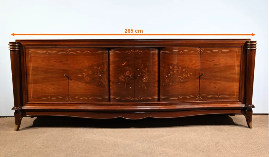 Enfilade 5 portes en Palissandre de Rio, attribuée à J.Leleu, Art Deco – 1940