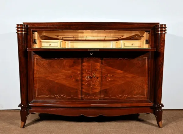 Buffet Bar en Palissandre de Rio, attribué à J.Leleu, Art Déco – 1940