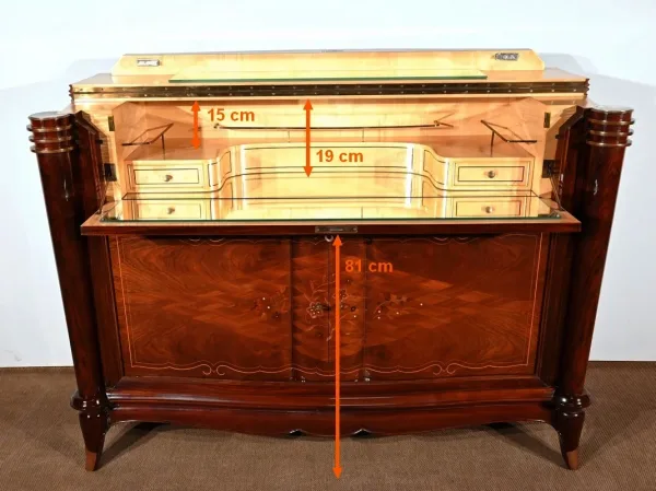 Buffet Bar en Palissandre de Rio, attribué à J.Leleu, Art Déco – 1940