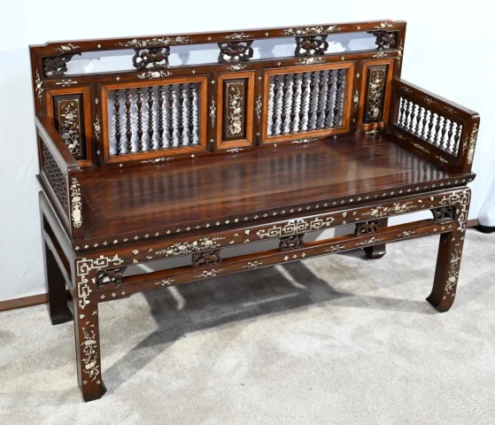 Petite Banquette Indochinoise en Palissandre – Fin XIXe