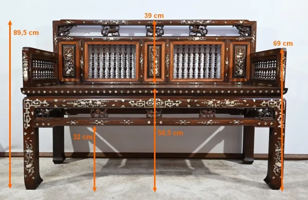 Petite Banquette Indochinoise en Palissandre – Fin XIXe