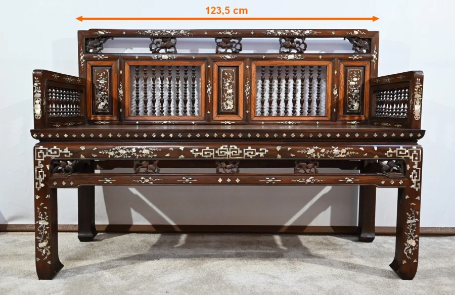 Petite Banquette Indochinoise en Palissandre – Fin XIXe