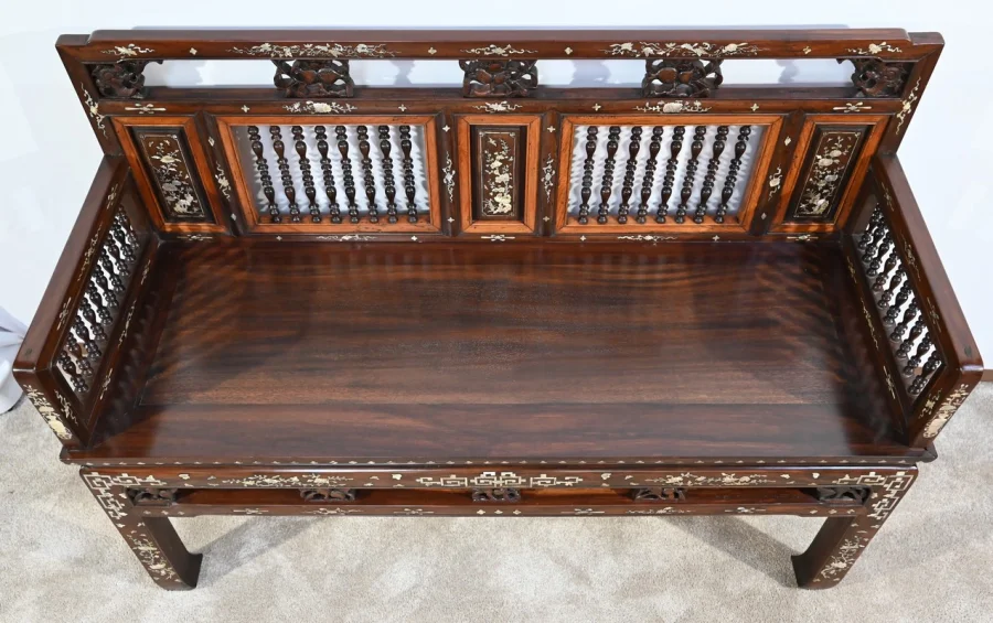 Petite Banquette Indochinoise en Palissandre – Fin XIXe