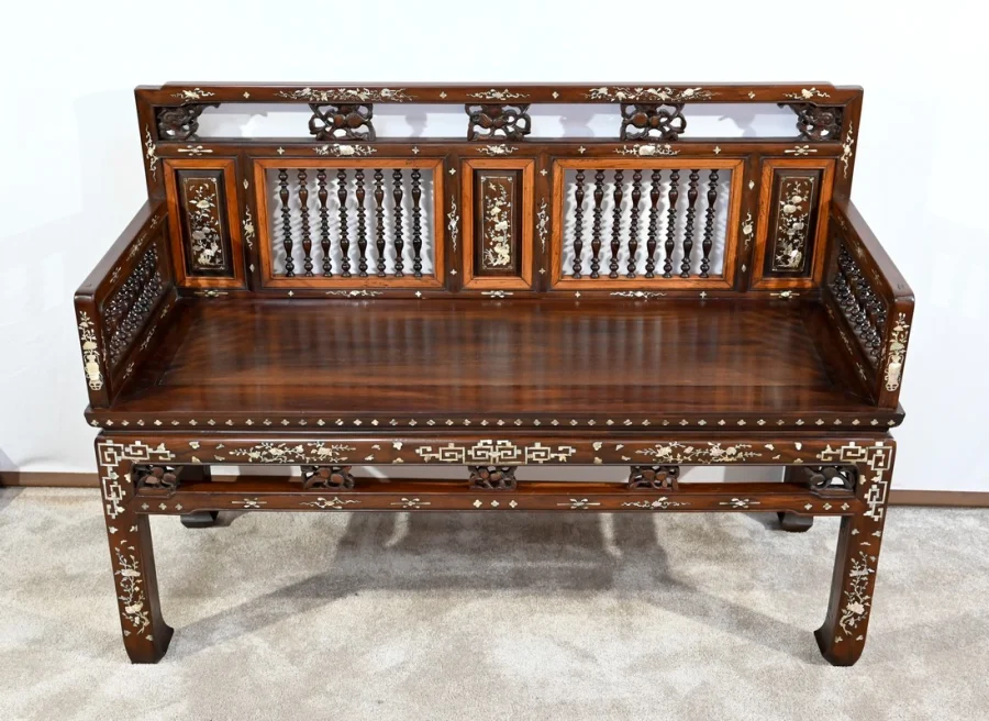 Petite Banquette Indochinoise en Palissandre – Fin XIXe