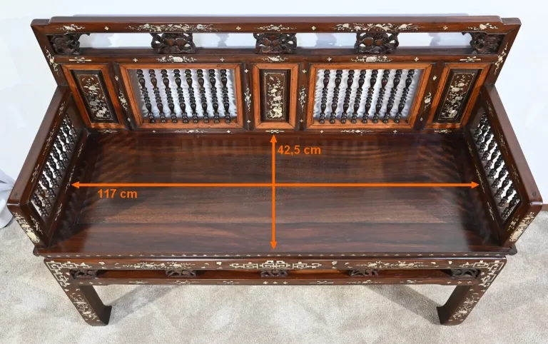 Petite Banquette Indochinoise en Palissandre – Fin XIXe