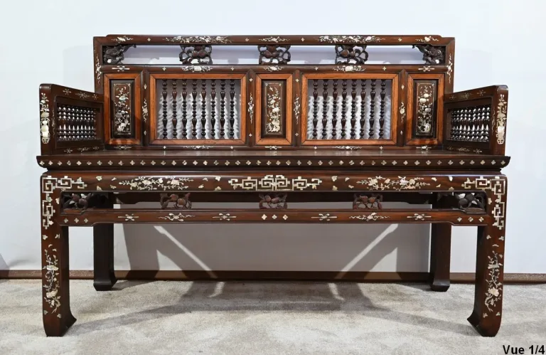 Petite Banquette Indochinoise en Palissandre – Fin XIXe