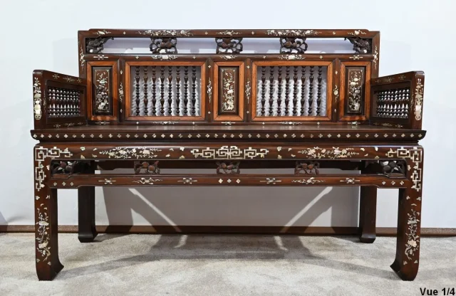Petite Banquette Indochinoise en Palissandre – Fin XIXe
