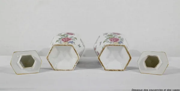 Paire de Vases Hexagonaux en Faïence, Chine – Fin XIXe