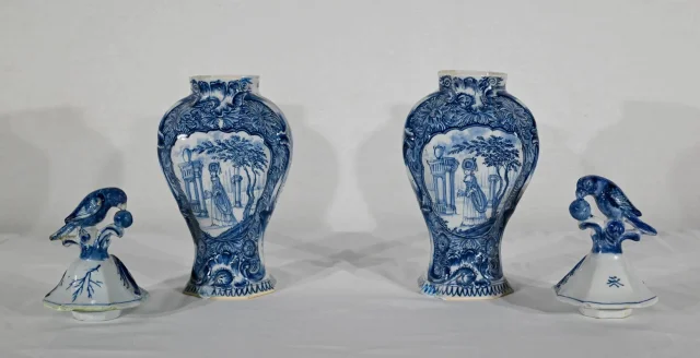 PAIR OF DELFT STYLE VASES