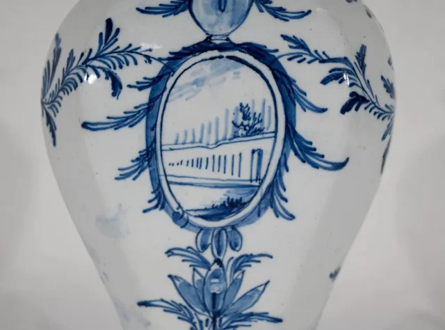 PAIR OF DELFT STYLE VASES