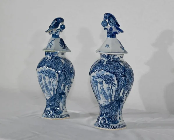 PAIR OF DELFT STYLE VASES