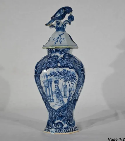 PAIR OF DELFT STYLE VASES