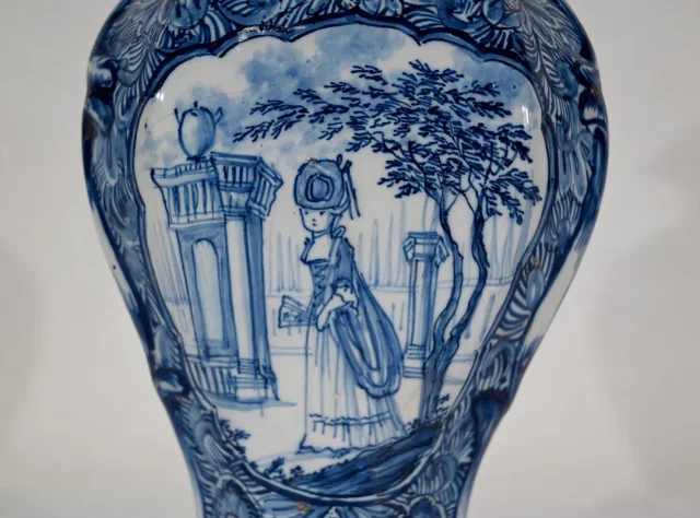 PAIR OF DELFT STYLE VASES
