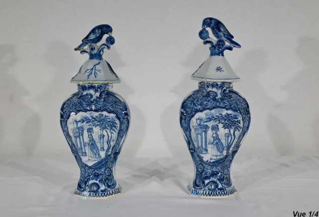 PAIR OF DELFT STYLE VASES