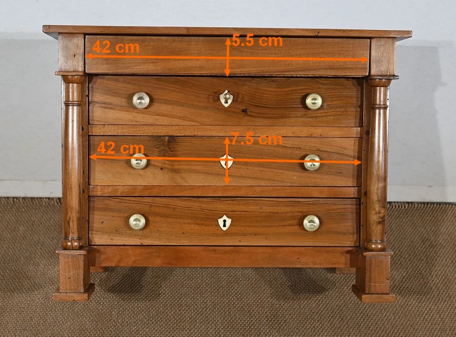 Commode de Maîtrise en Noyer massif, époque Empire – Début XIXe
