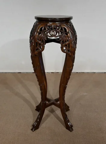 Paire de Grandes Sellettes Asiatiques en Palissandre – XXe