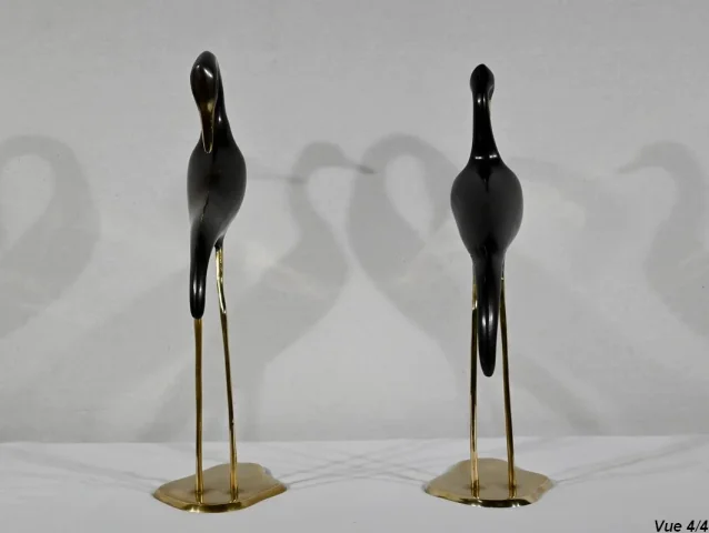 Paire d’Échassiers en Métal – 1940