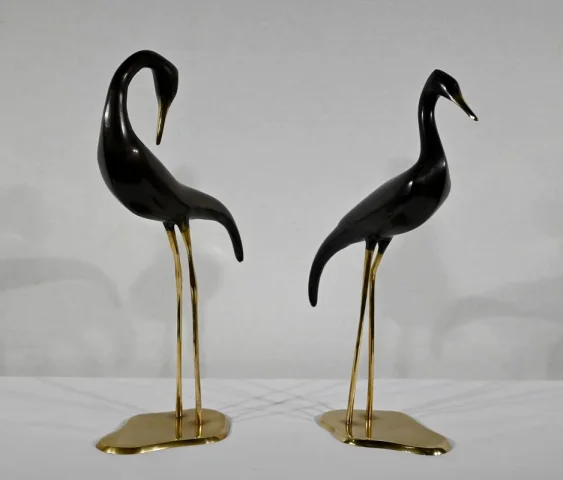 Paire d’Échassiers en Métal – 1940