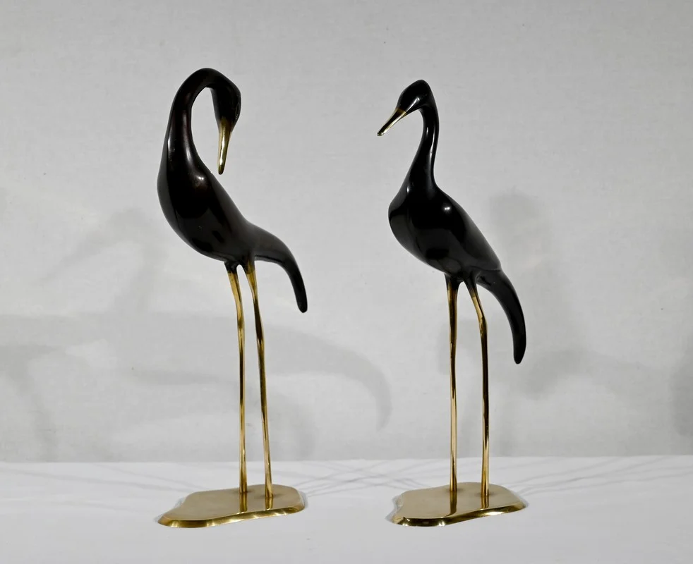 PAIR OF METAL WADING BIRDS