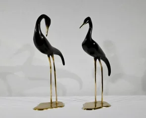 金属製の渉禽類のつがい