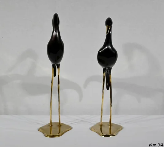 Paire d’Échassiers en Métal – 1940
