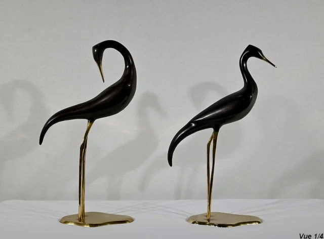 Paire d’Échassiers en Métal – 1940