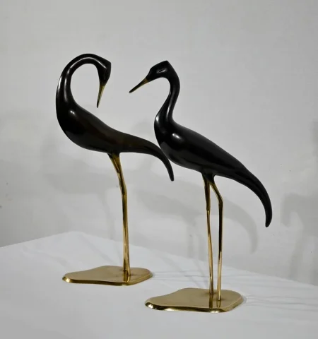 Paire d’Échassiers en Métal – 1940