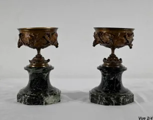 Paire de Coupes en Bronze et Marbre – Fin XIXe