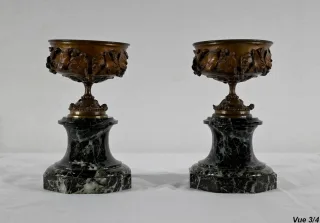 Paire de Coupes en Bronze et Marbre – Fin XIXe