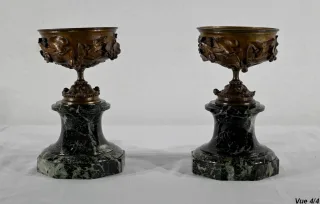 Paire de Coupes en Bronze et Marbre – Fin XIXe