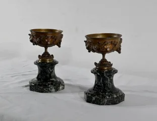 Paire de Coupes en Bronze et Marbre – Fin XIXe