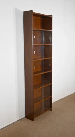Bibliothèque vitrée, en Acajou, par D. Rozaffy - 1960