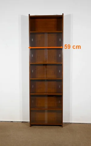 Bibliothèque vitrée, en Acajou, par D. Rozaffy - 1960