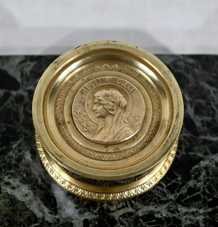 Encrier à la Vierge en Bronze et Marbre – Fin XIXe