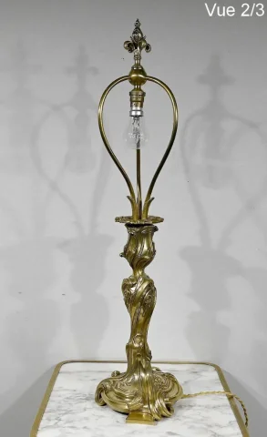Lampe en Bronze Doré, Art Nouveau – Fin XIXe